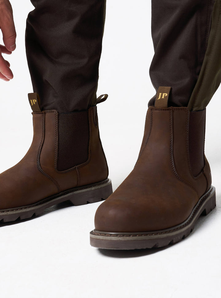 JACK PYKE Safety Dealer Boots – Leather Pull-On Chelsea Mens Work Boots, Steel Toe Capped, Oil-Resistant, Cushioned Insole & Breathable – Ideal for Farming, Warehouse, Construction - Size 6-13 UK