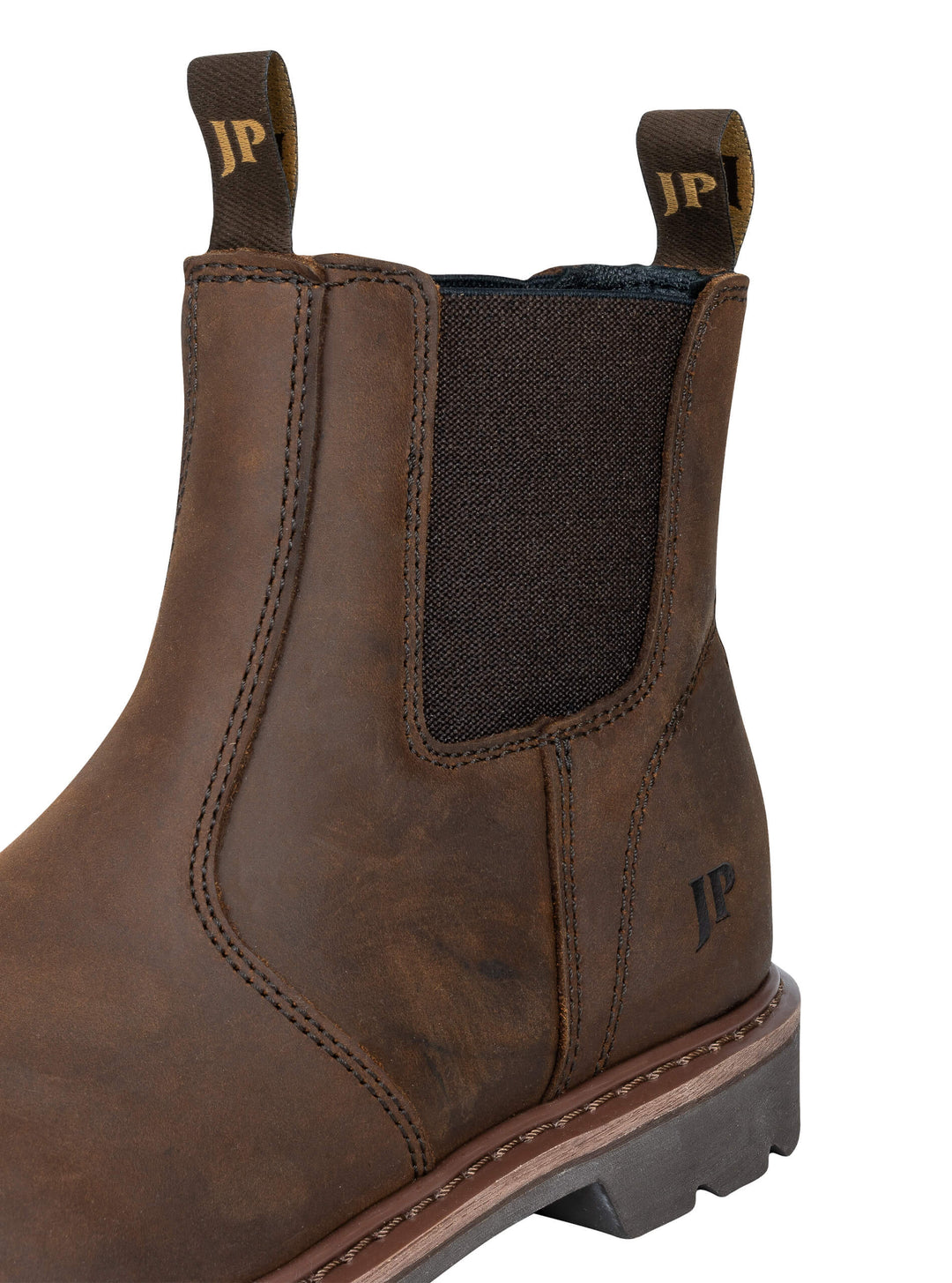 JACK PYKE Shires Mens Safety Dealer Boots – Oiled Leather Slip-On Chelsea Boots with Elastic Sides, Oil Resistant Sole and Double Pull Tabs for Country or Outdoor Use - Brown, Size 5-12 UK