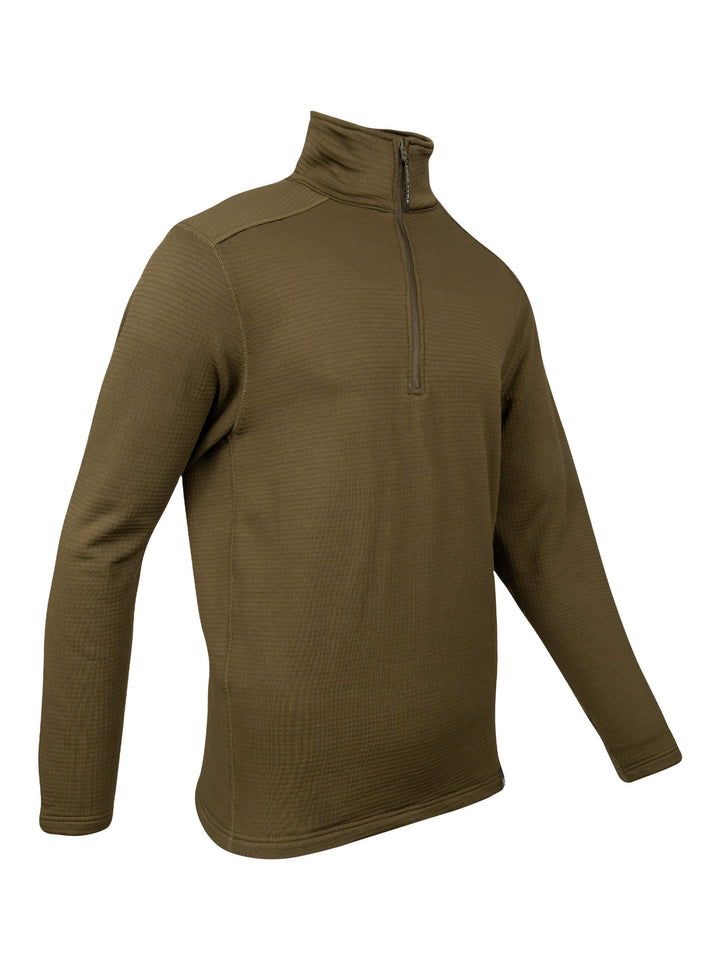 JACK PYKE Waffle Mens Fleece Top Green  – Lightweight & Warm Outdoor Half Zip Jacket with High Collar for Hiking, Shooting and Everyday Wear