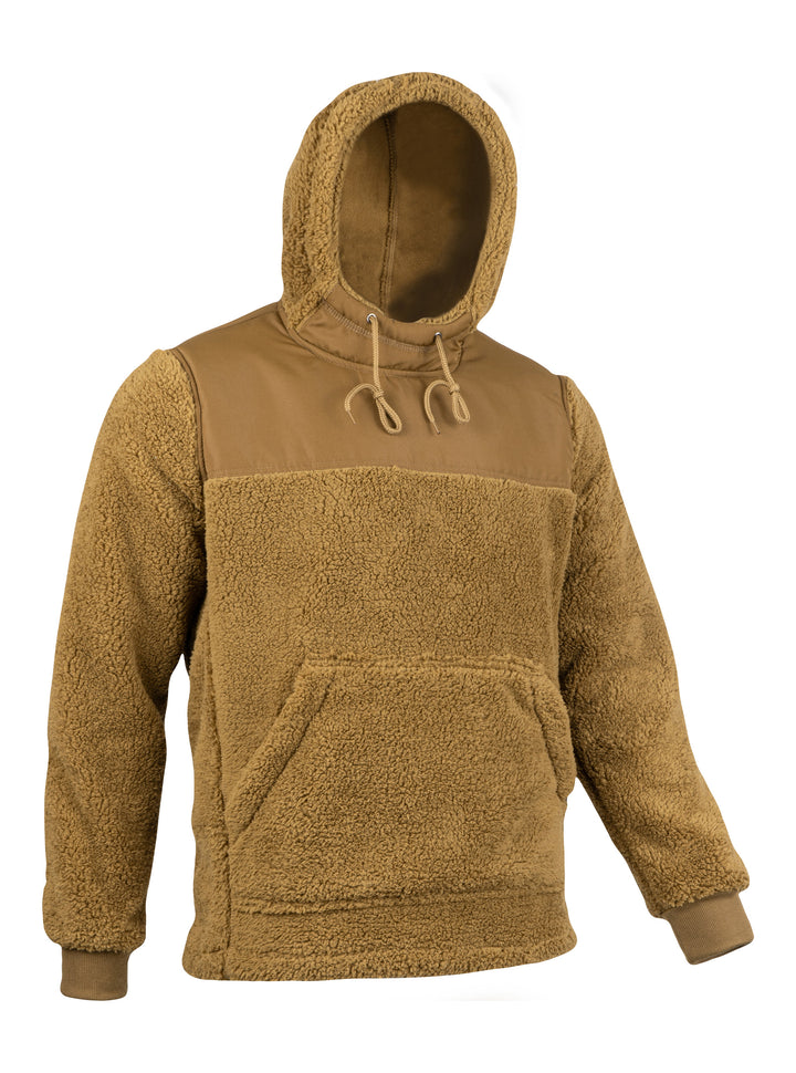Jack Pyke Men’s Sherpa Fleece Hoodie Gen 2, Long Sleeve Hunting & Hiking Fleece Jacket Mens with Zipped Kangaroo Pockets, Elbow & Shoulder Patches, Drawstring Hood