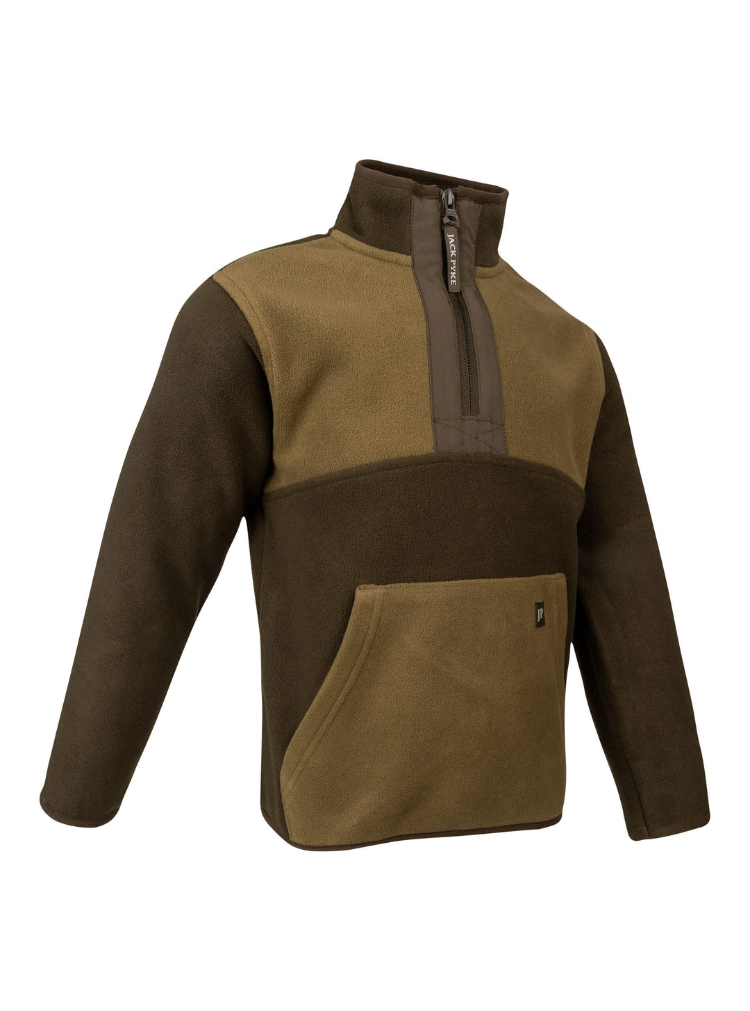 JACK PYKE Junior Fleece Top Green  – Warm Half Zip Pullover, Two-Tone colour Jumper with Kangaroo Pocket for Outdoor Adventures and Layering on Cooler Days