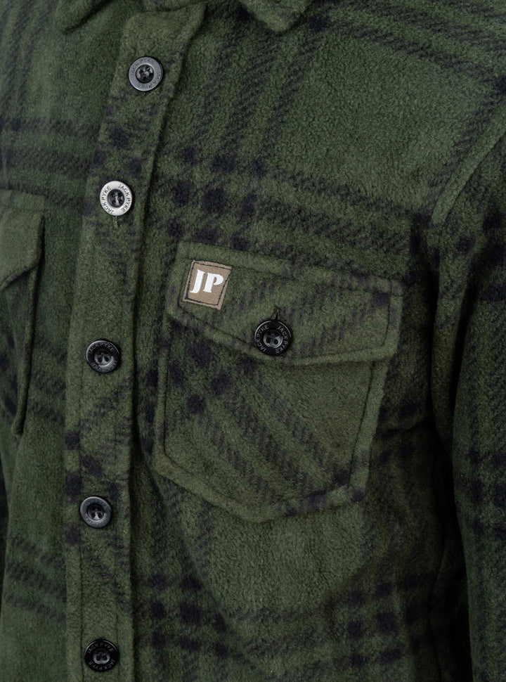 JACK PYKE Junior Polar Fleece Shirt Green Check