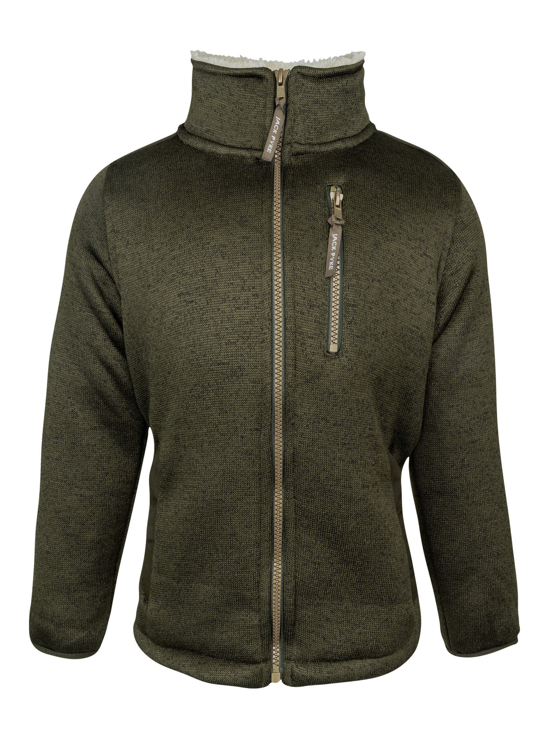 JACK PYKE Junior Scandinavian Fleece Jacket  – Warm Sherpa Lined Kids Fleece Jacket with Pockets – Boys and Girls Winter Jacket for Daily Use - Dark Olive