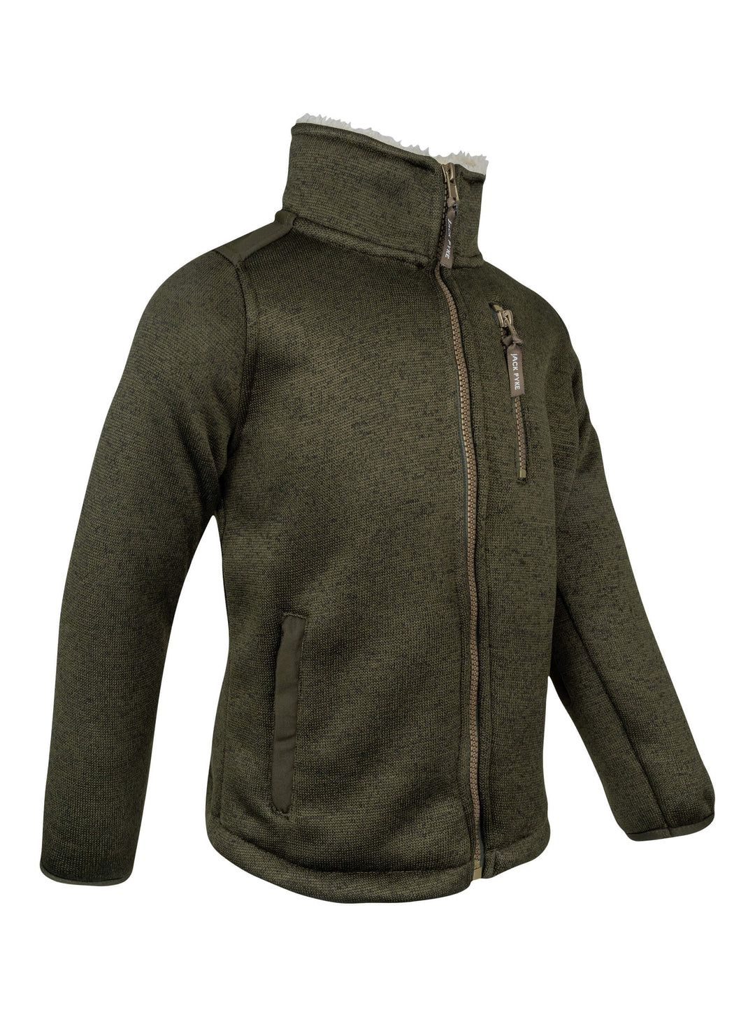 JACK PYKE Junior Scandinavian Fleece Jacket  – Warm Sherpa Lined Kids Fleece Jacket with Pockets – Boys and Girls Winter Jacket for Daily Use - Dark Olive