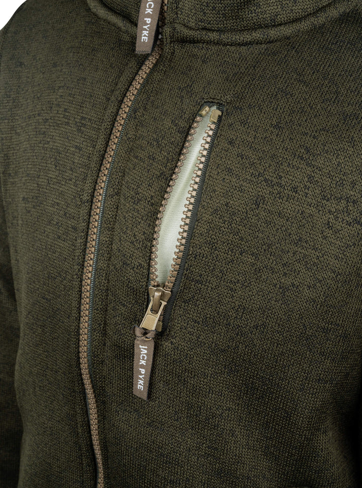 JACK PYKE Junior Scandinavian Fleece Jacket  – Warm Sherpa Lined Kids Fleece Jacket with Pockets – Boys and Girls Winter Jacket for Daily Use - Dark Olive