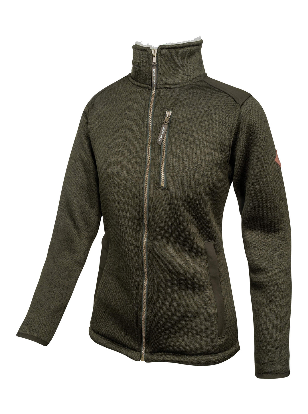 JACK PYKE Ladies Scandinavian Fleece Jacket – Warm Sherpa Lined Womens Fleece Jacket with Full Zip and Pockets – Winter Outdoor Jacket for Daily Wear,  Dark Olive