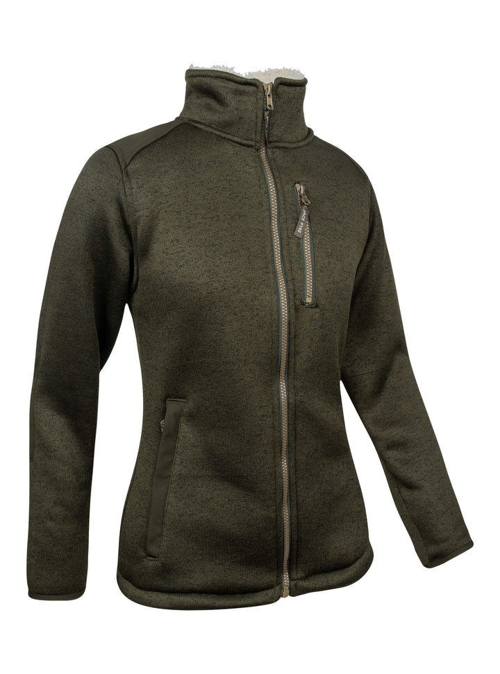JACK PYKE Ladies Scandinavian Fleece Jacket – Warm Sherpa Lined Womens Fleece Jacket with Full Zip and Pockets – Winter Outdoor Jacket for Daily Wear,  Dark Olive