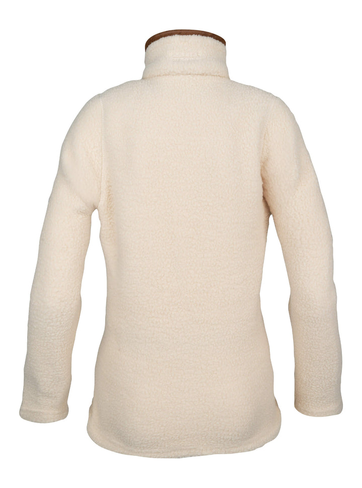 JACK PYKE Ladies Half Zip Sherpa Fleece Pullover – Deep Pile Warm Outdoor Jumper with Zipped Kangaroo Pocket and Drawstring Waist – 100% Polyester Cosy Country Mid Layer - Sail