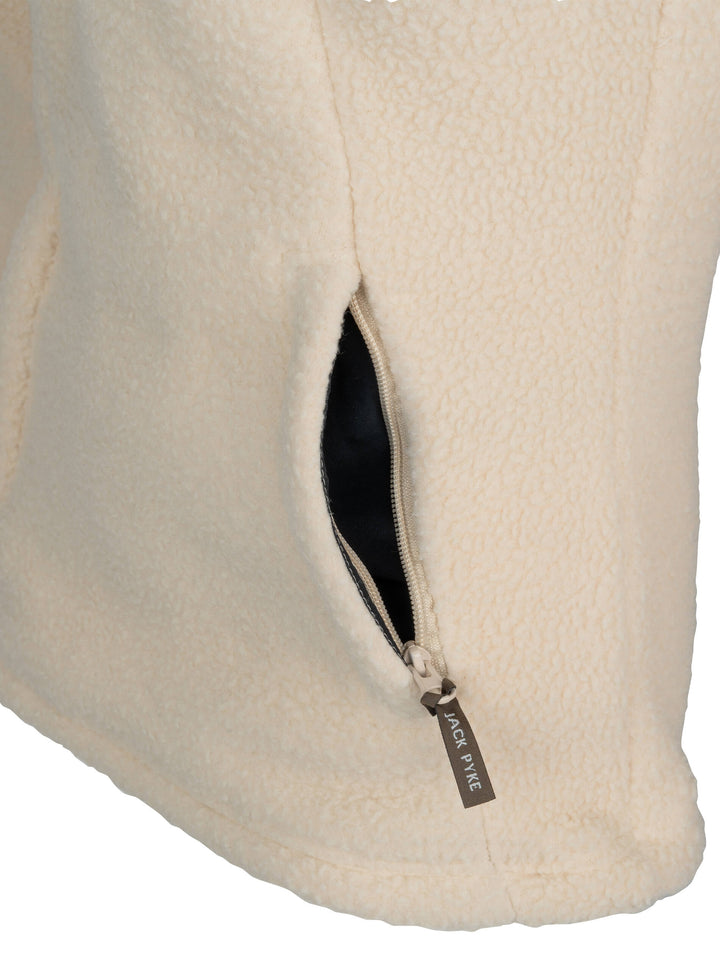 JACK PYKE Ladies Half Zip Sherpa Fleece Pullover – Deep Pile Warm Outdoor Jumper with Zipped Kangaroo Pocket and Drawstring Waist – 100% Polyester Cosy Country Mid Layer - Sail
