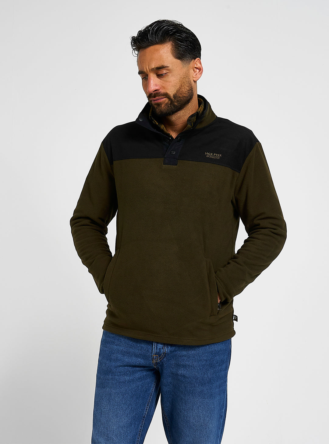 JACK PYKE Mens Snap Neck Long Sleeve Thermal Fleece Top