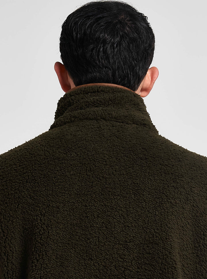 JACK PYKE Men's Dark Olive Countryman Chunky Fleece Waist-Length Gilet S-3XL