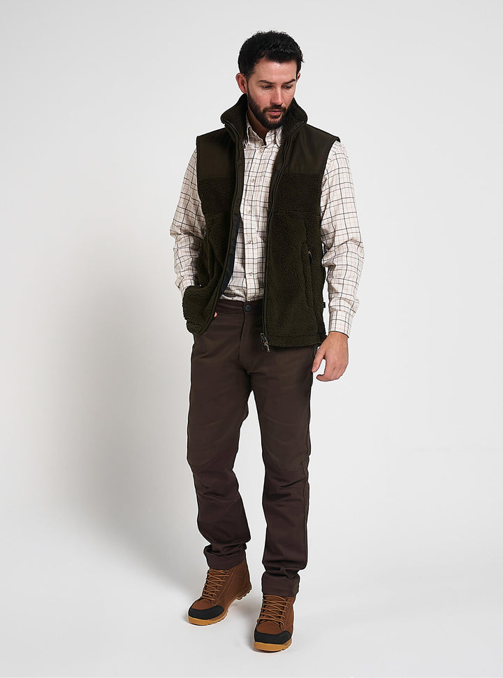 JACK PYKE Sherpa Fleece Weste Dunkeloliv