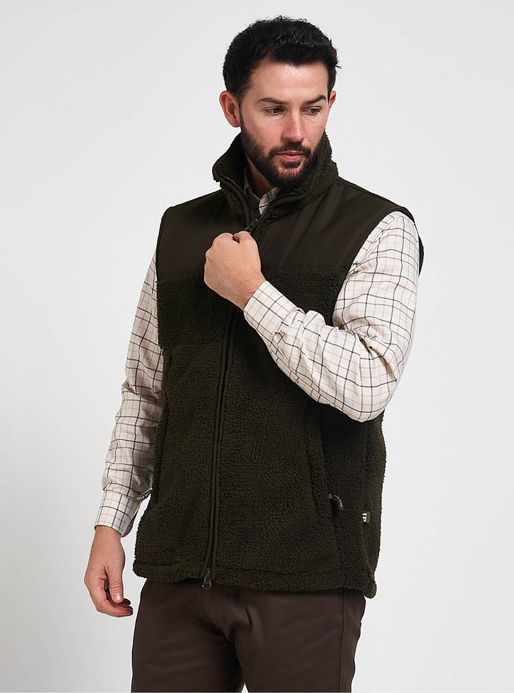JACK PYKE Sherpa Fleece Weste Dunkeloliv