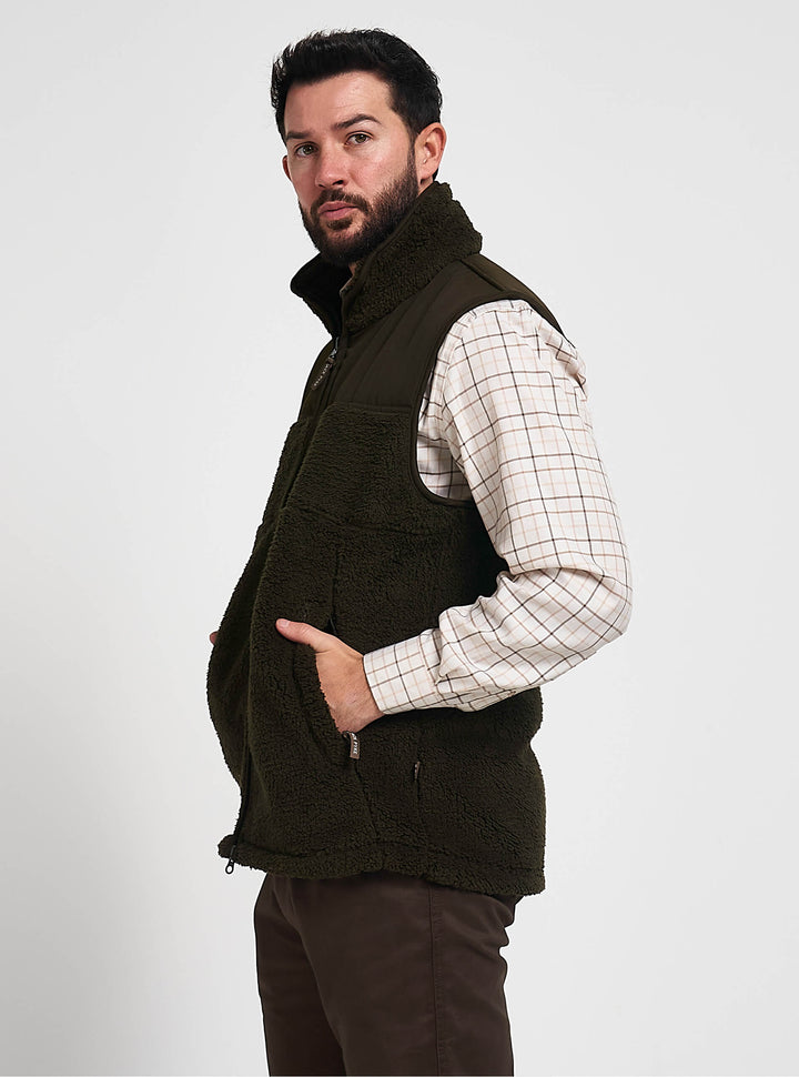 JACK PYKE Sherpa Fleece Weste Dunkeloliv