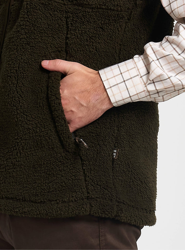 JACK PYKE Sherpa Fleece Weste Dunkeloliv