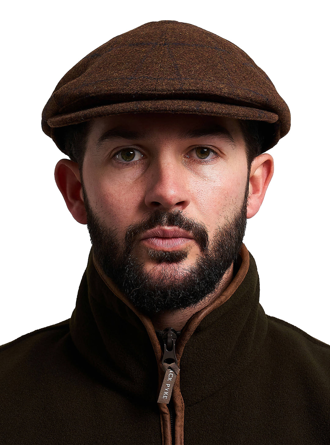 JACK PYKE Newsboy Schiebermütze aus braunem Tweed