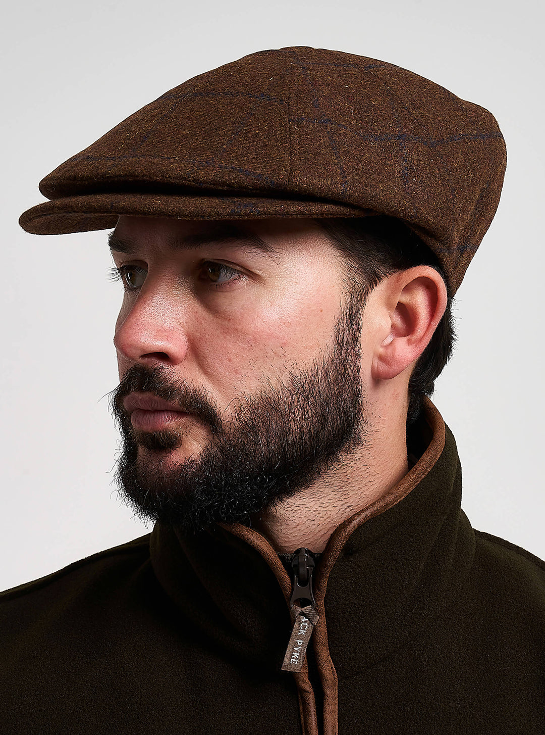 JACK PYKE Newsboy Schiebermütze aus braunem Tweed