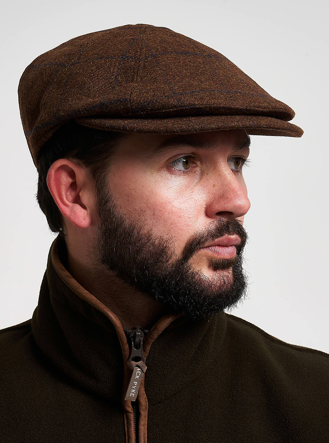 JACK PYKE Newsboy Schiebermütze aus braunem Tweed