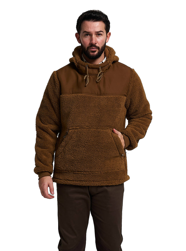 Jack Pyke Men’s Sherpa Fleece Hoodie Gen 2, Long Sleeve Hunting & Hiking Fleece Jacket Mens with Zipped Kangaroo Pockets, Elbow & Shoulder Patches, Drawstring Hood