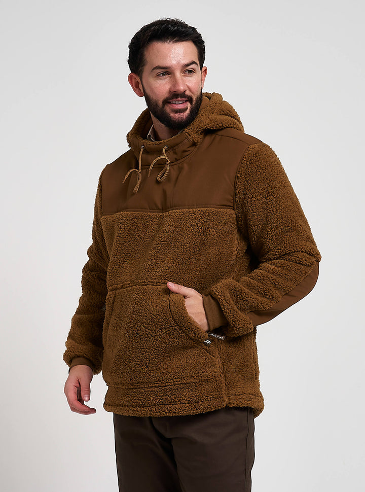 Jack Pyke Men’s Sherpa Fleece Hoodie Gen 2, Long Sleeve Hunting & Hiking Fleece Jacket Mens with Zipped Kangaroo Pockets, Elbow & Shoulder Patches, Drawstring Hood