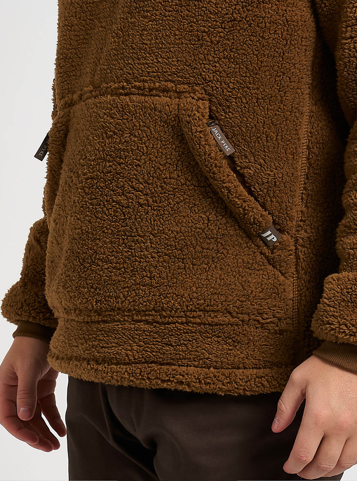 Jack Pyke Men’s Sherpa Fleece Hoodie Gen 2, Long Sleeve Hunting & Hiking Fleece Jacket Mens with Zipped Kangaroo Pockets, Elbow & Shoulder Patches, Drawstring Hood