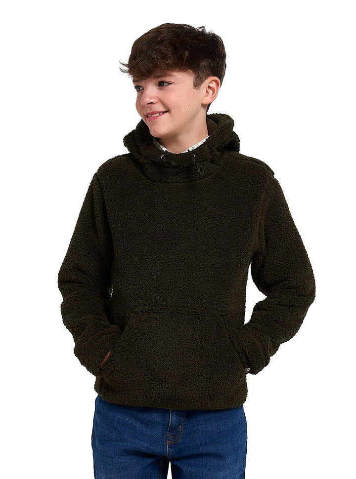 Jack Pyke Junior Sherpa Fleece Hoodie Dunkeloliv