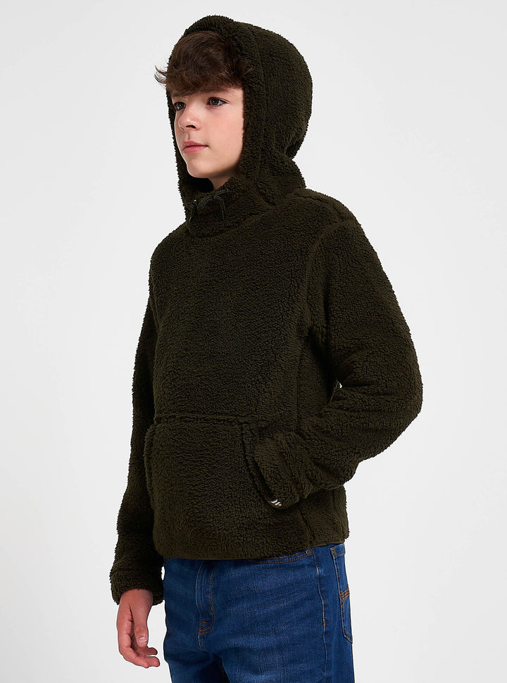 Jack Pyke Junior Sherpa Fleece Hoodie Dunkeloliv