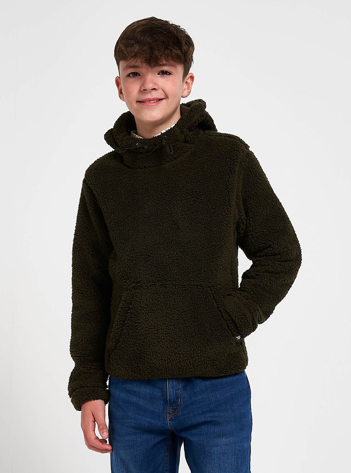 Jack Pyke Junior Sherpa Fleece Hoodie Dunkeloliv