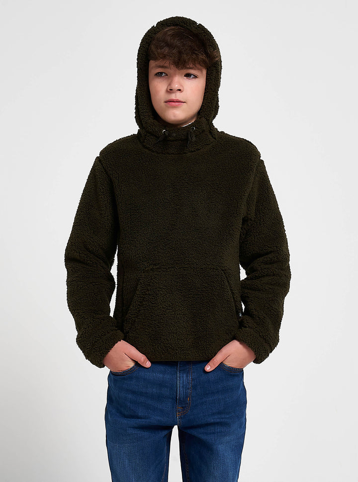 Jack Pyke Junior Sherpa Fleece Hoodie Dunkeloliv