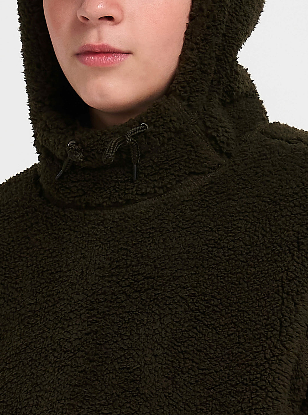 Jack Pyke Junior Sherpa Fleece Hoodie Dunkeloliv