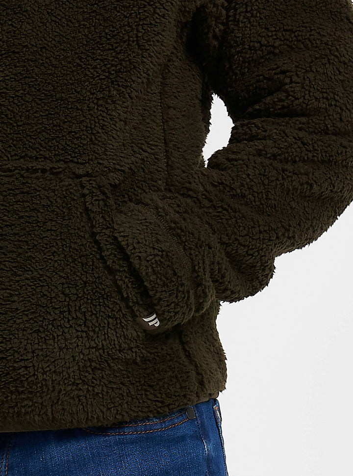 Jack Pyke Junior Sherpa Fleece Hoodie Dunkeloliv