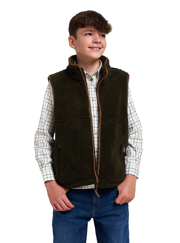 JACK PYKE Gilet in pile Sherpa junior Oliva scuro