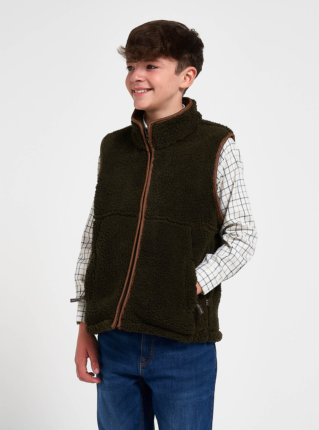 JACK PYKE Gilet in pile Sherpa junior Oliva scuro