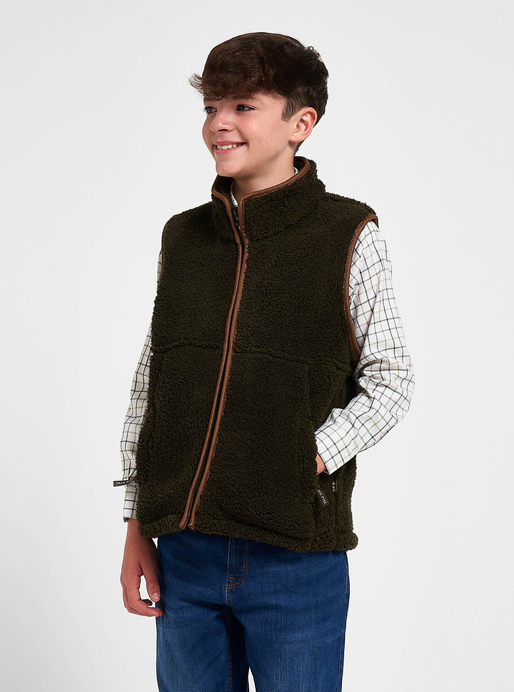 JACK PYKE Gilet in pile Sherpa junior Oliva scuro