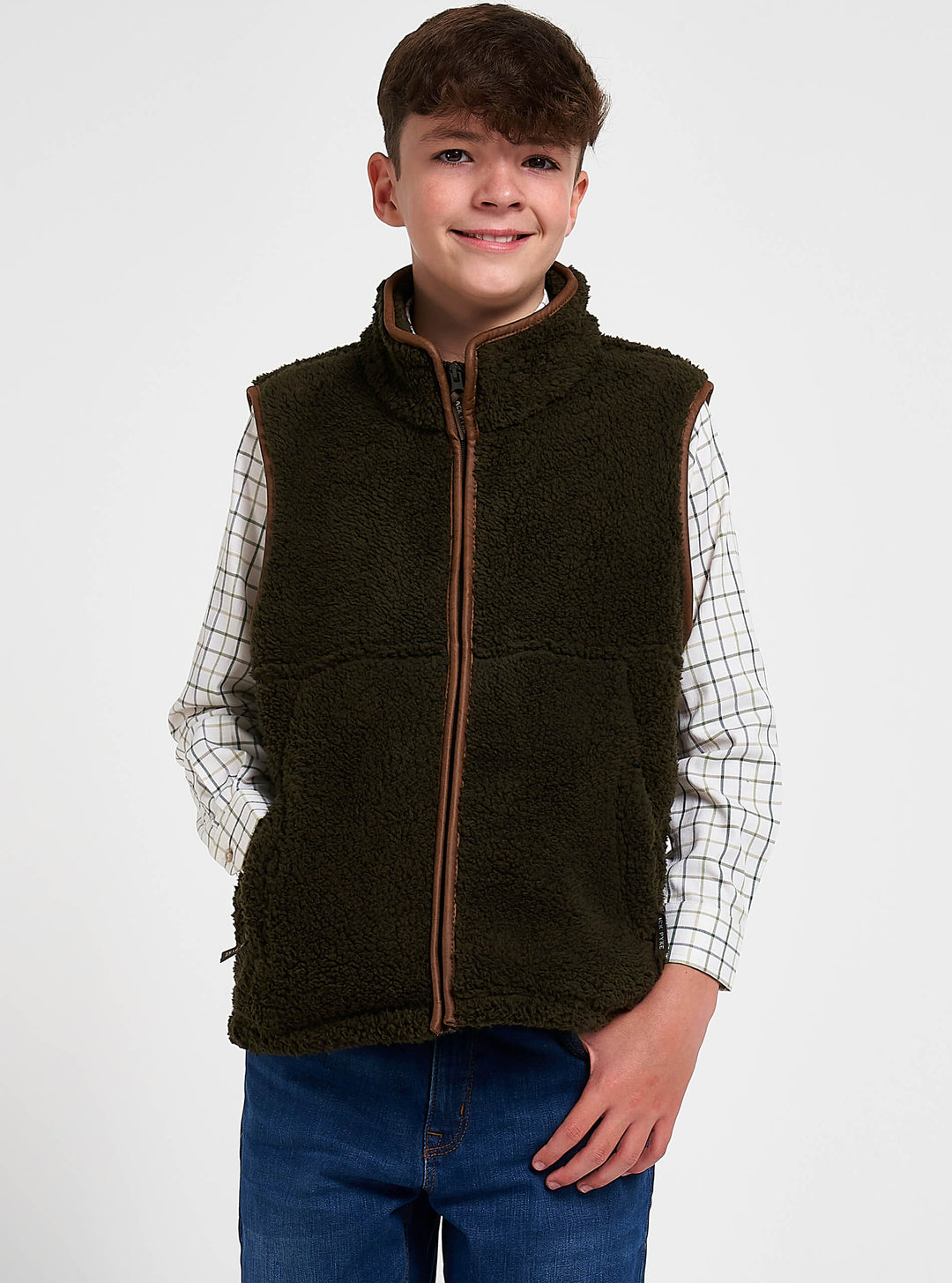 JACK PYKE Gilet in pile Sherpa junior Oliva scuro
