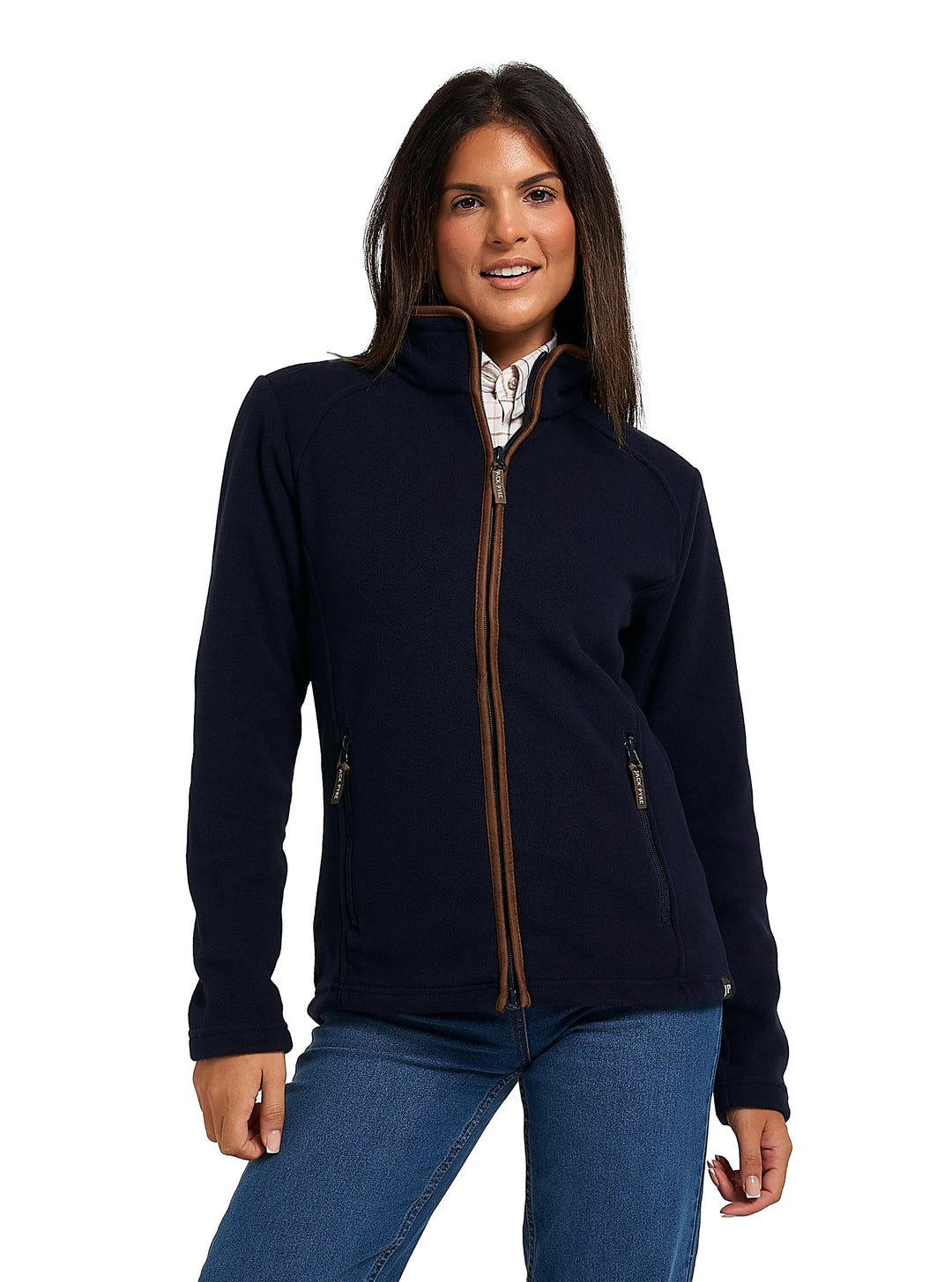 JACK PYKE Womens Fleece Jacket – Lightweight and Breathable Ladies Fleece jacket with Full Zip, Long Sleeves, Zipped Pockets, Faux Leather Piping – Ideal for Travel and Outdoor Sports