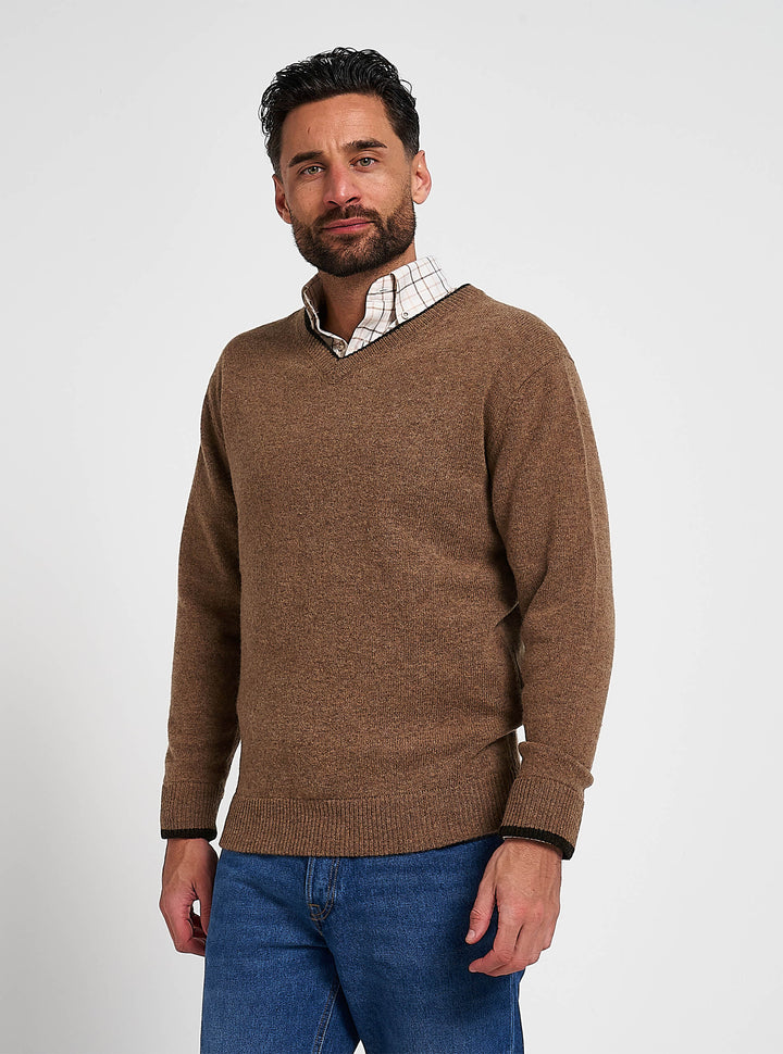 JACK PYKE Ashcombe 100% Lambswool Long Sleeve V-Neck Jumper Pullover