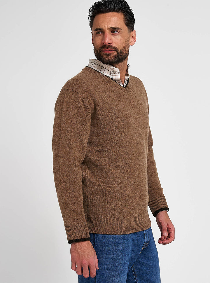 JACK PYKE Ashcombe 100% Lambswool Long Sleeve V-Neck Jumper Pullover