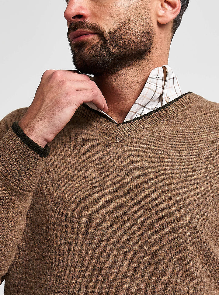 JACK PYKE Ashcombe 100% Lambswool Long Sleeve V-Neck Jumper Pullover