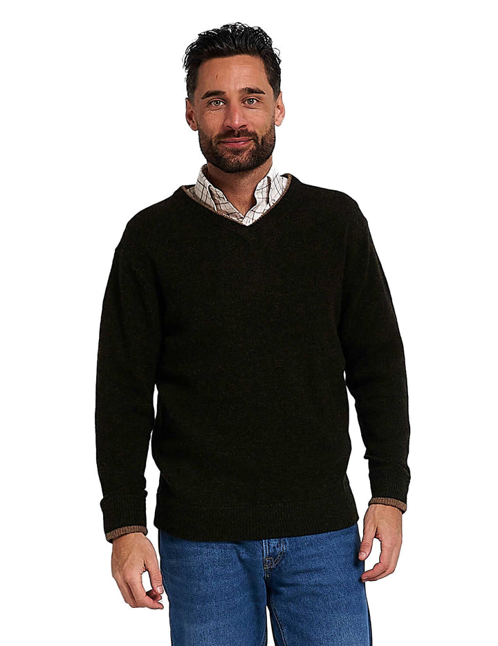 JACK PYKE Ashcombe 100% Lambswool Long Sleeve V-Neck Jumper Pullover