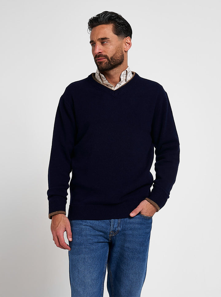 JACK PYKE Ashcombe 100% Lambswool Long Sleeve V-Neck Jumper Pullover