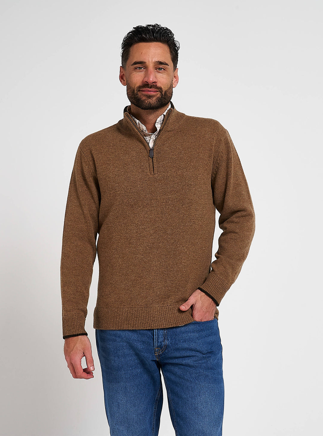 JACK PYKE Ashcombe 100% Lambswool Zip Knit Jumper Pullover
