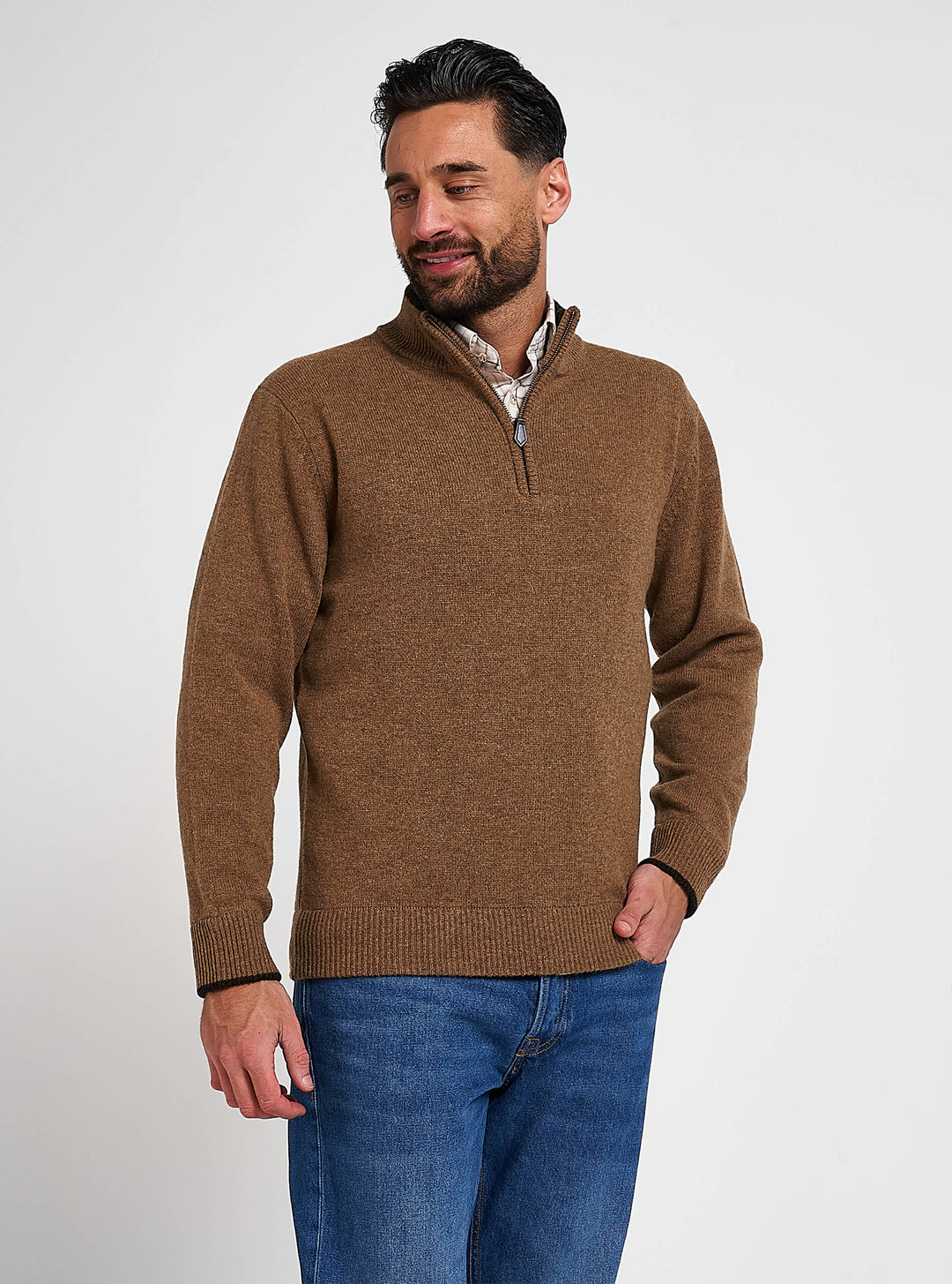 JACK PYKE Ashcombe 100% Lambswool Long Sleeve Zip Knit Jumper Pullover