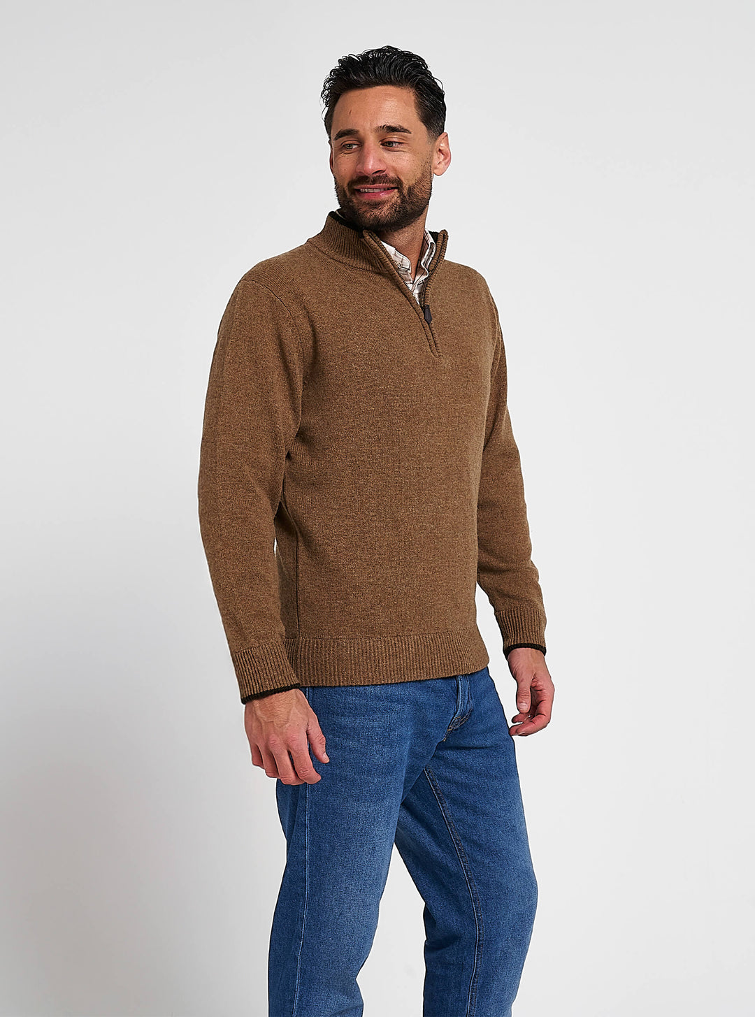 JACK PYKE Ashcombe 100% Lambswool Zip Knit Jumper Pullover