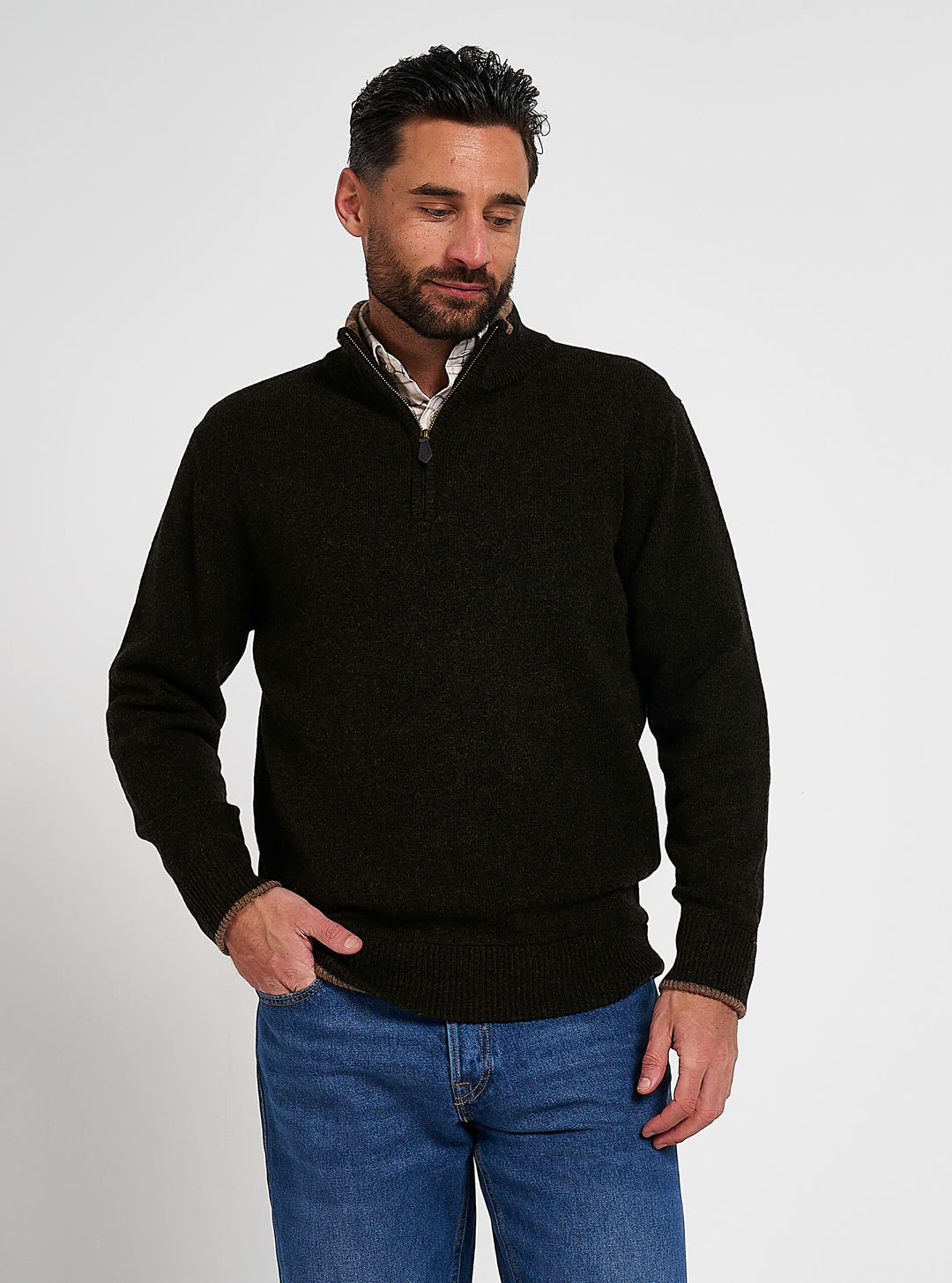 JACK PYKE Ashcombe 100% Lambswool Zip Knit Jumper Pullover