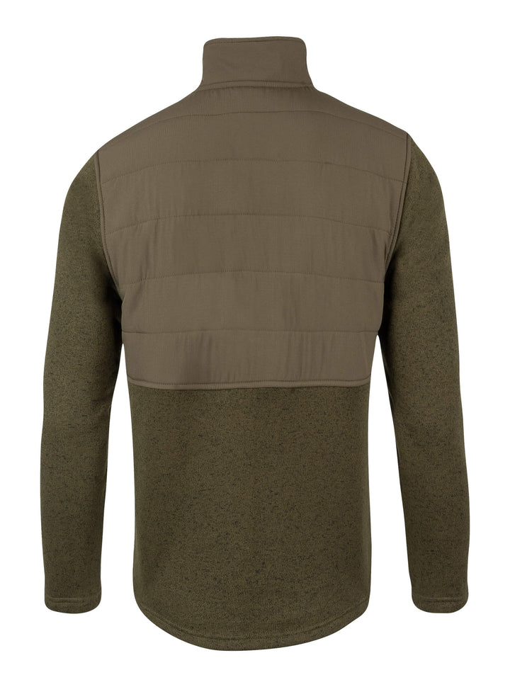 JACK PYKE Mens Fleece Pullover – Long Sleeve Outdoor Jacket with Stand Collar, Padded Upper Panel, Zipped Pockets and Snap Fastening Jumper for Country and Casual Wear, Green