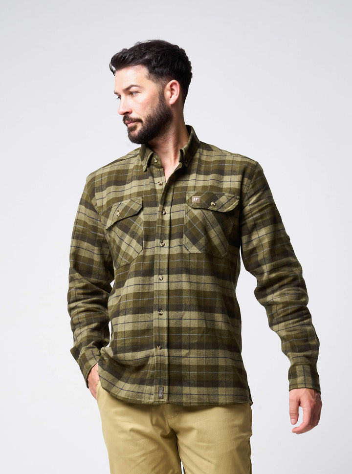 JACK PYKE Bleasdale Flannel Shirt for Men, 100% Cotton Checked Button-Down Collar Lightweight Country Casual Shirt with 2 Chest Pockets and Adjustable Cuffs Ideal Everyday Wear - Size S-3XL