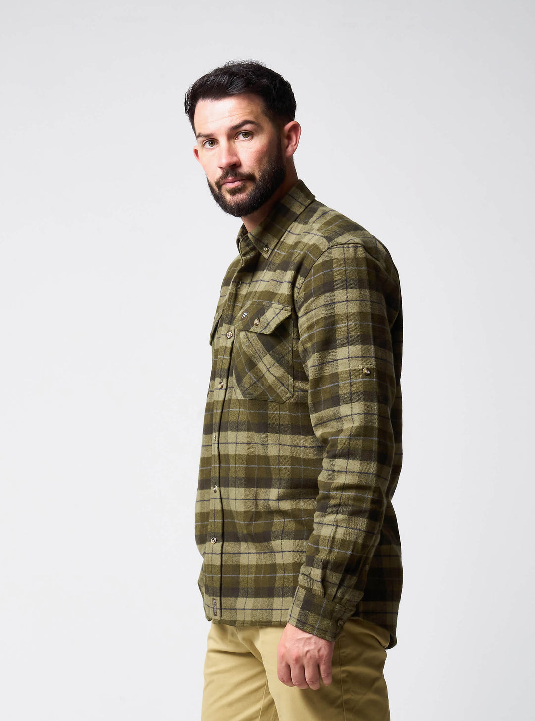 JACK PYKE Bleasdale Flannel Shirt for Men, 100% Cotton Checked Button-Down Collar Lightweight Country Casual Shirt with 2 Chest Pockets and Adjustable Cuffs Ideal Everyday Wear - Size S-3XL