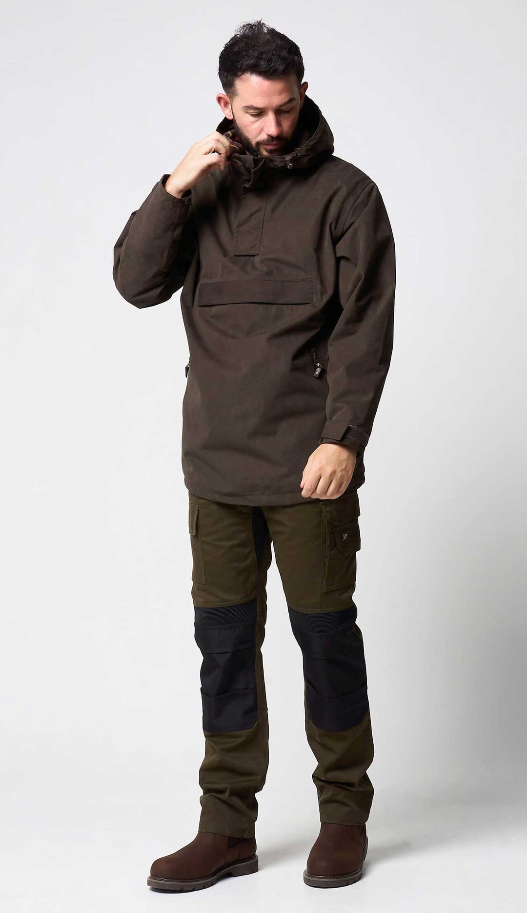 Jack Pyke Ashcombe Overhead All-Weather Windbreaker Jacket for Men - Waterproof Smock with Pockets for Hiking, Fishing, Bushcraft – Brown