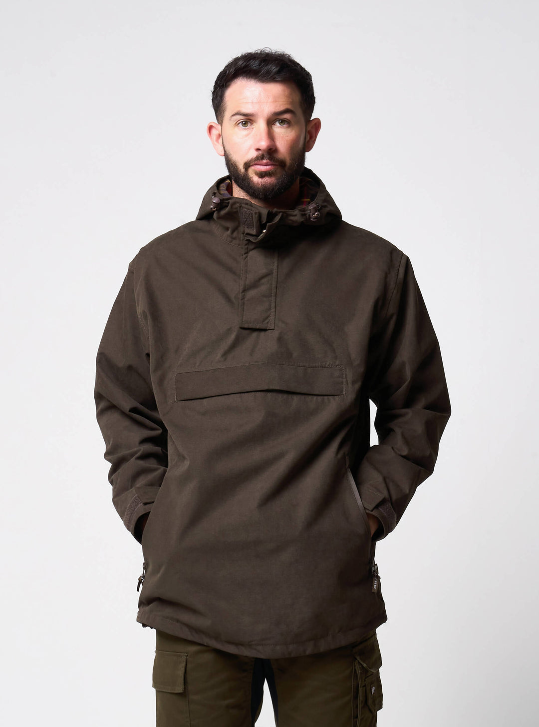 Jack Pyke Ashcombe Overhead All-Weather Windbreaker Jacket for Men - Waterproof Smock with Pockets for Hiking, Fishing, Bushcraft – Brown